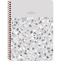 Çizgili 16x22 Cm 80 Yaprak Plastik Kapak Telli Defter 60 Gram Beyaz Sayfa Terazzo Sarı