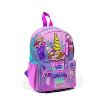 Minik Yuva Sırt Çantası Pembe Mor Milkshake Dondurma Desenli İki Bölmeli 23549