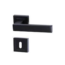 Kare Rozetli Kapı Kolu Oda Siyah 1 Takım 2 Adet Arkalı/önlü