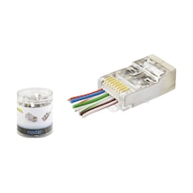Nodar Nd2423 Cat6e Ez Rj45 Metal Konnektör 100 Adet Plastik Kutu - Şeffaf