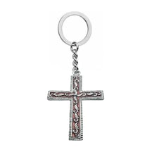Kırmızı Detaylı Antik İşlemeli Haç Figürlü Metal Anahtarlık Unisex Gotik & Vintage Aksesuar