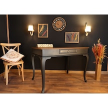 Wooding-Mobilya Wooding 120 Cm Çekmeceli Masif Siyah Ceviz Çalışma Masası