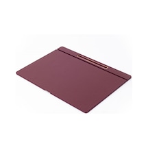 Turgut Office Deri Kapaklı Masa Sümeni Bordo Ahşap Detaylı 50 x 35 CM
