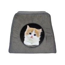 3 Fonksiyonlu Katlanır Kedi Yatağı Ve Evi - Alaska/eskimo Tarzı Mağara Gri, Düz