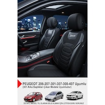 Titanyum Serisi Lüks Keten Oto Koltuk Kılıfı- Peugeot 206-207-208-306-307-407- Uyumlu Siyah