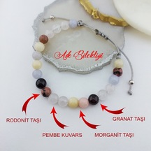 Vaoov Aşk Tılsımlı Doğal Taşlı Gümüş Bileklik