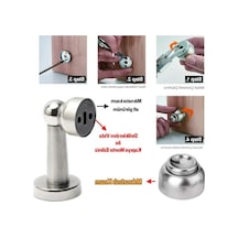 Mıknatıslı Metal Kapı Tutucu - Vidalı Durdurucu Stoper, Krom Renk