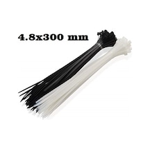 Kablo Bağı Klips Cırt Kelepçe 4.8X300 Mm 1 Paket 100 Adet Seçin Siyah