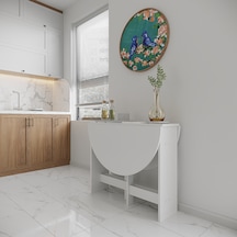 Pratik Katlanır Mutfak Yemek Çalışma Masası - 6 Kişilik-%100 Mdf