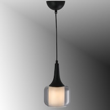 Tt603-1-fullsy Tt Ayd. Mat Siyah Tekli Silindir Çift Camlı Avize Siyah - Bal Cam