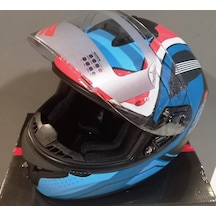Rs2 320 Dp815 Mavi Kırmızı Siyah Kapalı Kask