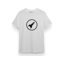 Rocket Minimalist Icon Beyaz Kısa Kol Erkek Tshirt 001