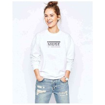 Muse Baskılı Beyaz Kadın Sweatshirt