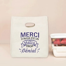 Menıscounter Merci Maitre Fransız Baskılı Termal Öğle Yemeği Çantası - Taşınabilir Yalıtımlı Bento Totealüminyum Folyo11 L Black