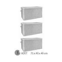3 Adet Gri Çizgili Fermuarlı Maxi Boy Hurç Yastık-yorgan-kıyafet Düzenleyici 75 40 40 Cm Gri-beyaz