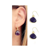 Mor Ametist Taşlı 925Ayar Gümüş Üzerine Altın Kaplama Tasarım Küp