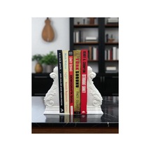 Klasik Motifli Kitap Tutucu Beyaz İkili Set Raf Aksesuarı