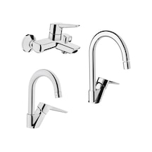 Artema Solid S Kuğu Lavabo Eviye + Mutfak + Banyo Batarya Seti Krom