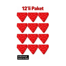 Herşeynota 12 Li Atatürk İmzalı Kırmızı Fular Bandana %100 Pamuk 52x52 Cm Tören Etkinlik Çok Renkli