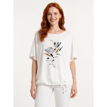 Neden Tekstil Kadın Baskılı Relaxed T-shirt - Beyaz