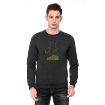 Silhouette Winston Churchill Baskılı Füme Erkek Örme Sweatshirt