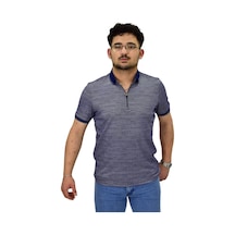 Erkek Polo Yaka Fermuarlı Merserize Jakarlı Tişört 7640 Bgl-st04537 Lacivert