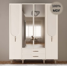 Açelya 4 Kapak Mdf Ayaklı Tasarım Gardırop Aytaşı