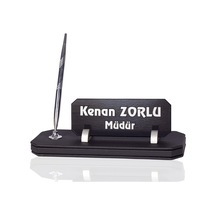Cruze Deri Masa İsimlik İş Yeri Ofis Masa İsimliği Gümüş