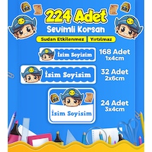 Sevimli Korsan Temalı Okul Kreş Kişiye Özel İsim Etiket Seti - Model 297 Çok Renkli
