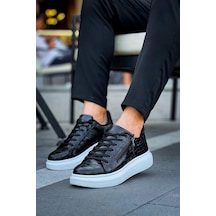 Siyah Fermuar Ve Bağcıklı Günlük Erkek Ayakkabısı Siyah