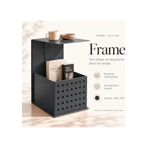 Frame Metal Yan Sehpa Modern Tasarım Depolama Hazneli Yan Sehpa Gri - 935176377 Gri