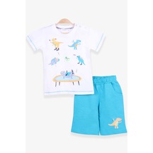 Breeze Erkek Çocuk Şortlu Takım Dinozor Baskılı 1.5-5 Yaş, Ekru