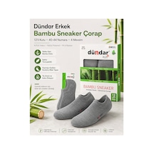 Dündar Çorap 12 Li Erkek Bambu Sneaker 4 Mevsim Nefes Alan Yumuşak Spor Ayakkabı Çorabı Gri
