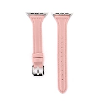 Watch Ultra 49mm Kordon Uyumlu Krd-28 Deri Strap Kayış Mkst- Pembe