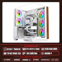 Xaser Wooden X140 R7-7800X3D 32 GB 1 TB M.2 NVMe SSD 16 GB RTX5070Ti Free Dos Masaüstü Oyuncu Bilgisayarı