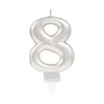 8 Rakam Mum Gümüş Renk 5324