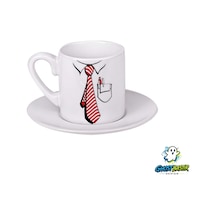 Kravatlı Türk Kahvesi Fincanı 0145 Beyaz