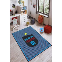 Bordo Ve Mavi Kaymaz Tabanlı Yıkanabilen Taraftar Halısı Kd108n11 Bordo - Mavi