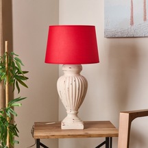 Lighting Apollon Eskitme Büyük Abajur - Kırmızı / Krem - 60 Cm Çok Renkli