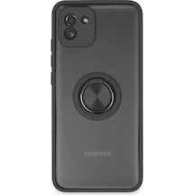 Samsung Samsung Uyumlu Galaxy A03 Kılıf Montreal Yüzüklü Silikon Kapak - Siyah
