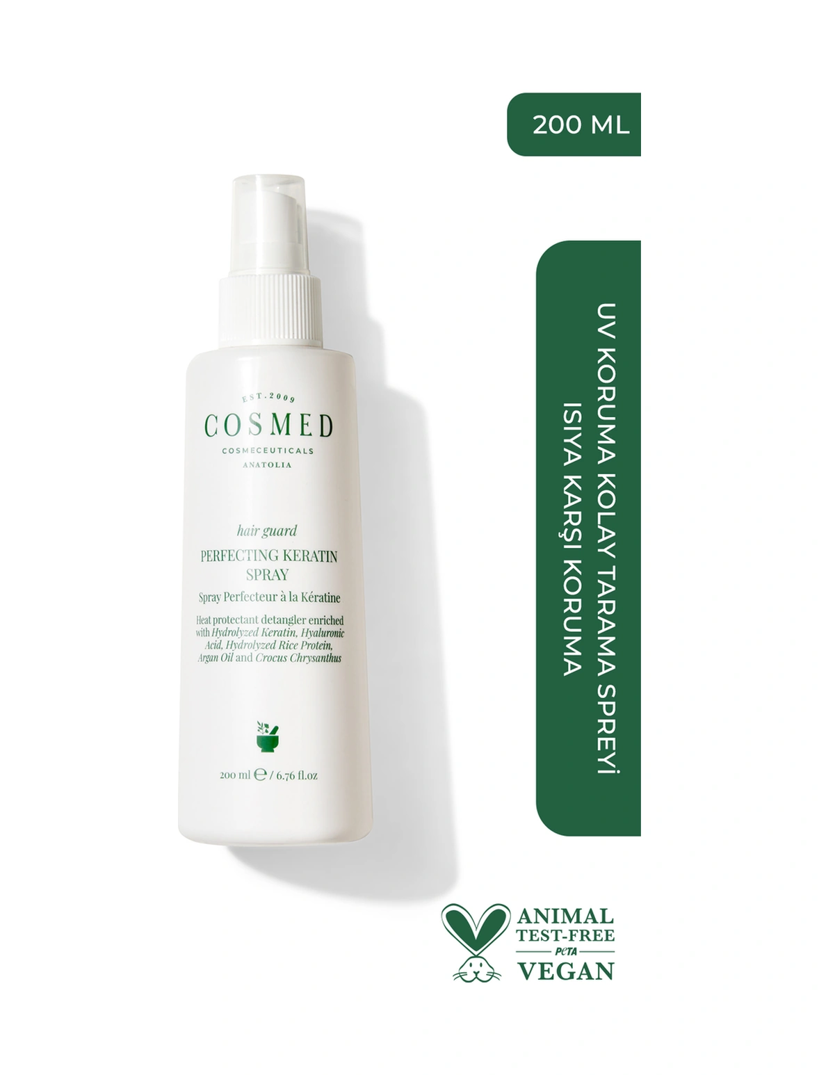 Cosmed UV Koruma Kolay Tarama Spreyi - Isıya Karşı Koruma - Perfecting Keratin Spray - 200 ml