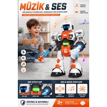 Su Topu Ve Dart Atan Buharlı Işıklı Sesli Uzaktan Kumandalı Akıllı Robot Oyuncak Robot Turuncu