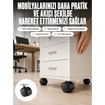 Mey İthalat Kilitsiz 4 Cm Tekerlek Ayak 4 Lü Set Sessiz Ve Dayanıklı