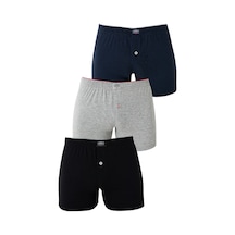 Arma Yıldız Erkek Renkli Düğmeli Boxer 3'lü Paket %100 Pamuklu Penye Çok Renkli