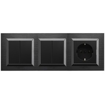 Ovivo Quantum Siyah 3'lü Set Komütatör, Komütatör Ve Topraklı Pri