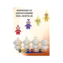 3d Teletubbies Dipsy-po-winky-laa Laa 4 Lü Set Figür Boyama Seti - Kendin Boya Hobi Ve Etkinlik Seti - Akrilik Boya + 8 Fırça