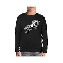 Hayvan - At Nal Siyah Çocuk Sweatshirt Siyah
