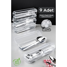 9 Adet Çatal Bıçak Kaşık Saklama Kutusu - Kaşıklık Saklama Kabı Çeyizlik Organizer Düzenleyici Şeffaf