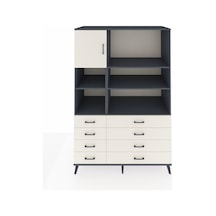 Kronos Dolap 7 Raflı 8 Çekmeceli Tek Kapaklı 132x59x195 Antrasit-aytaşı/aytaşı Aytası/aytası