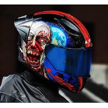 Ls2 Rapıd 2 Race Zombıe Fullface Motosiklet Kaskı Mavi Camlı Siyah
